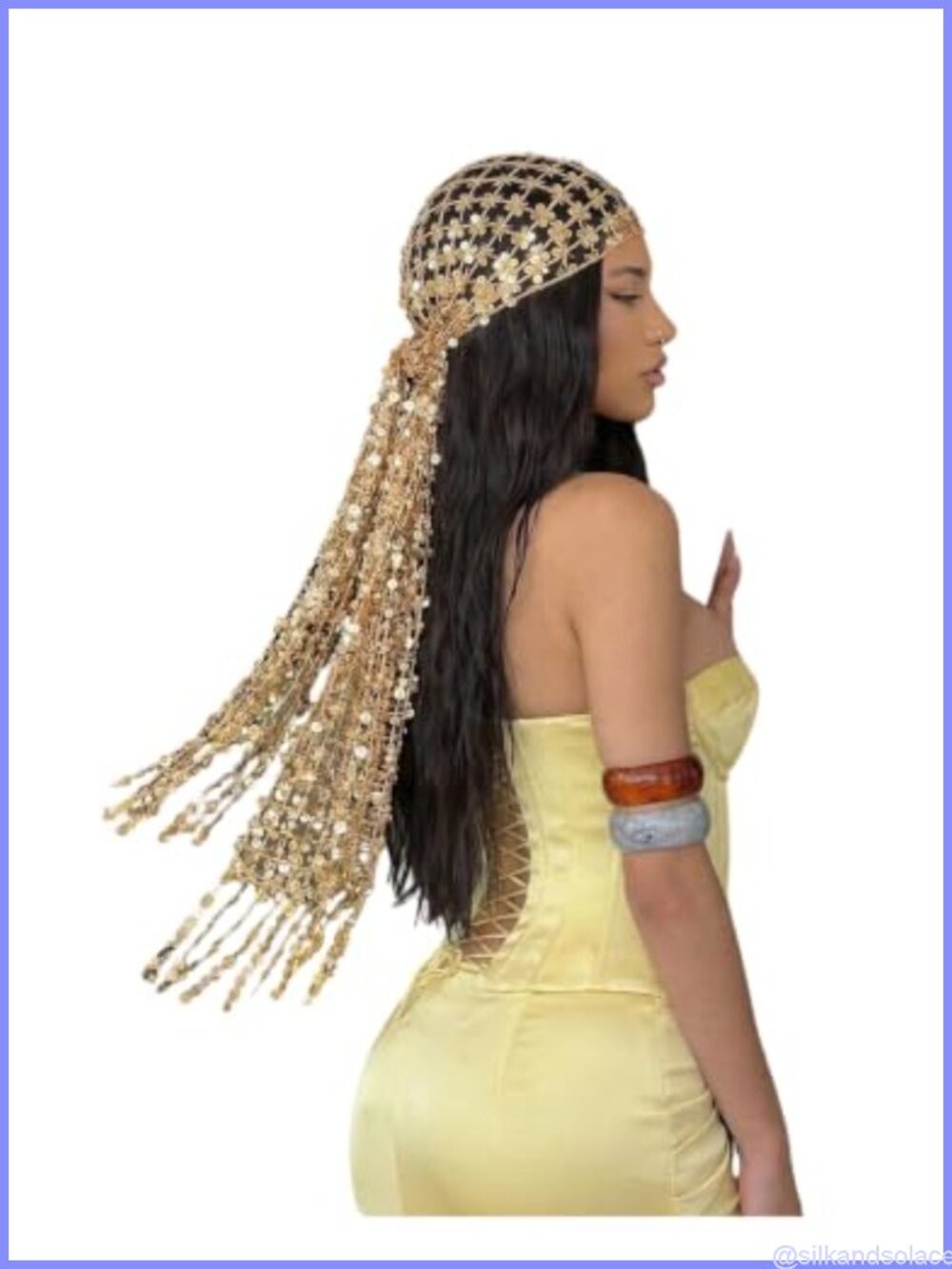 Sequin Head Scarf Fringe Bandana Hair Bands Scarf Soft Polyester Lightweight